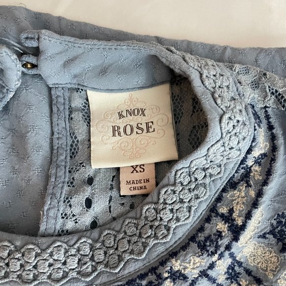 Knox Rose Women's Blue Embroidered Yoke Tank Top Size XS - Picture 9 of 11